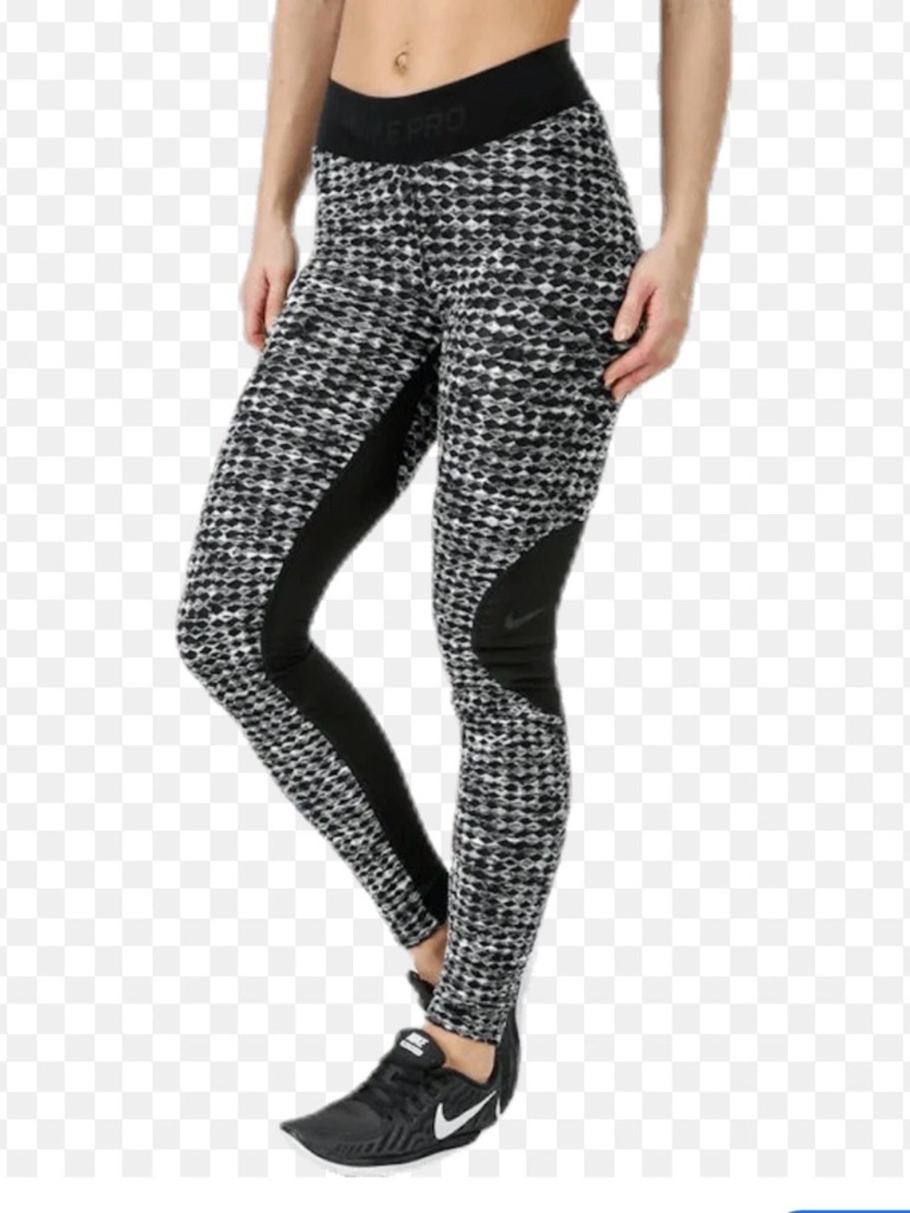 Nike Leggings Hyperwarm Tight Brushed Black Tweed Black And White A0165
